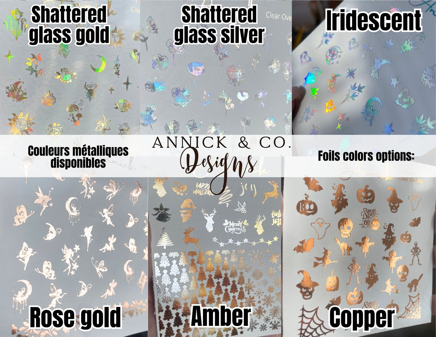 Foil waterslide decals for nails www.annickco.ca