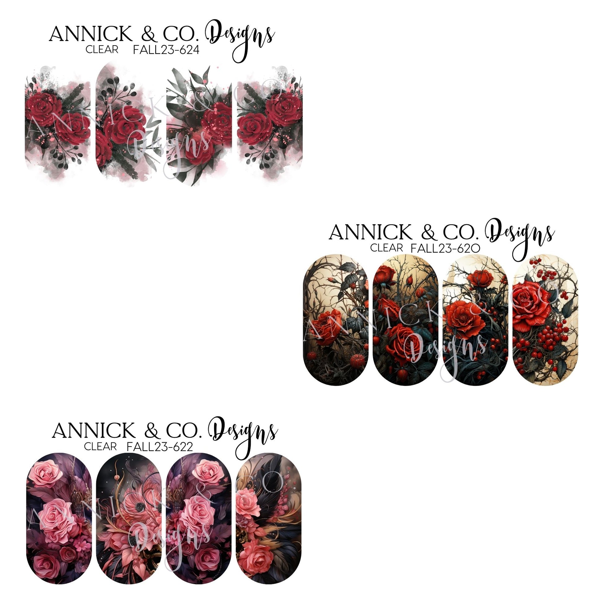 Gothic flowers nails decals www.annickco.ca