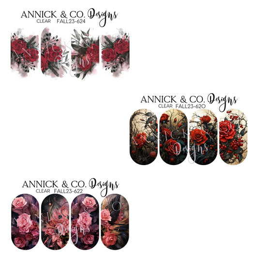 Gothic flowers nails decals www.annickco.ca