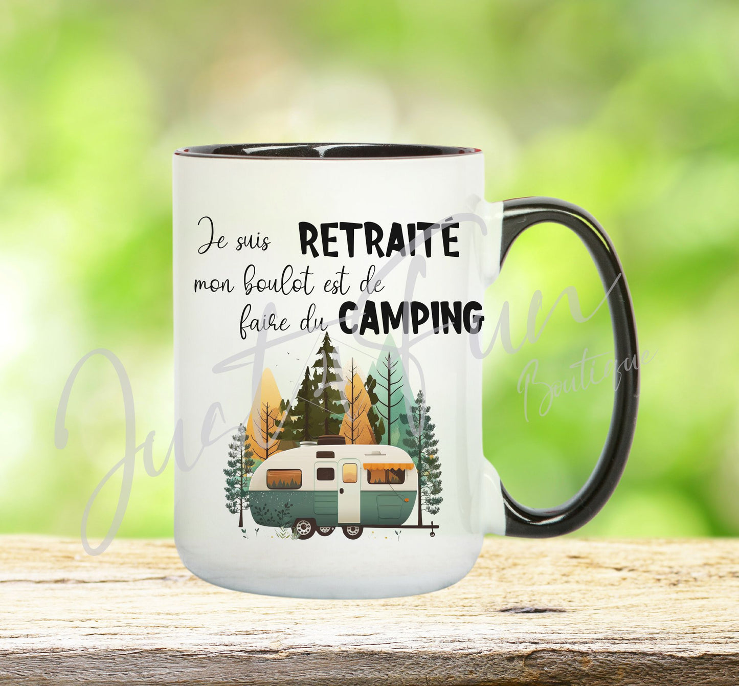 tasse Retraité en  camping www.annickco.ca