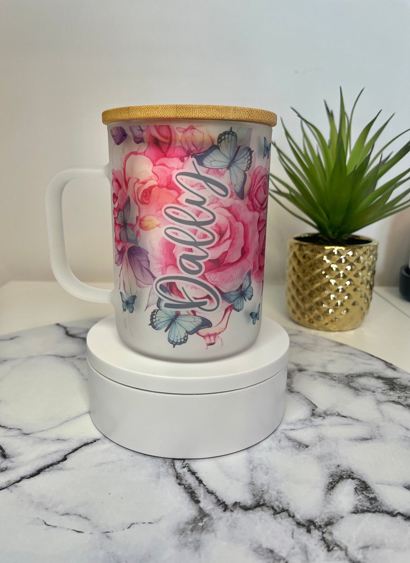www.annickco.ca Custom name Frosted glass mug