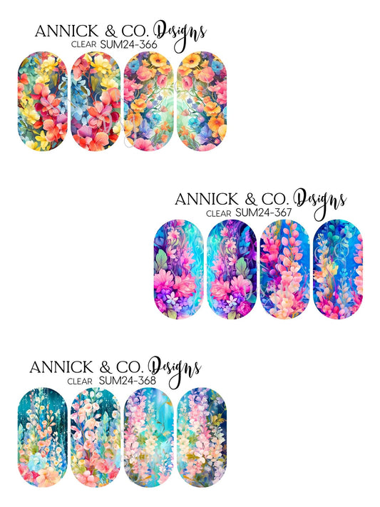 Bright Summer Boho Floral Nail Decals, Wildflower Nail Stickers, Aesthetic Nail Art for DIY Manicure