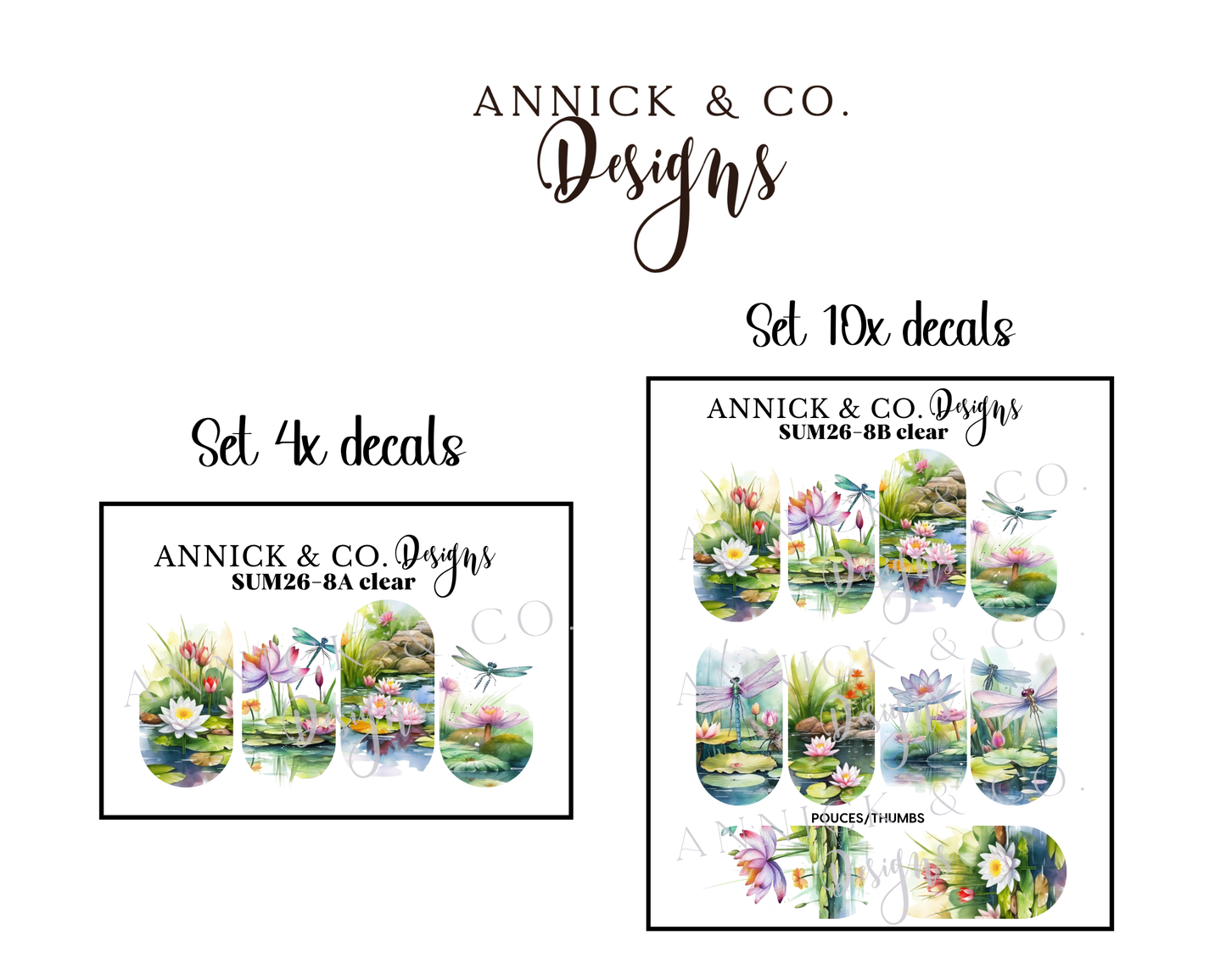 Cute pond and beaches Water Slide Nail Decals, Floral Nail Stickers for Gel Nails, Acrylic Nails & DIY Nail Art
