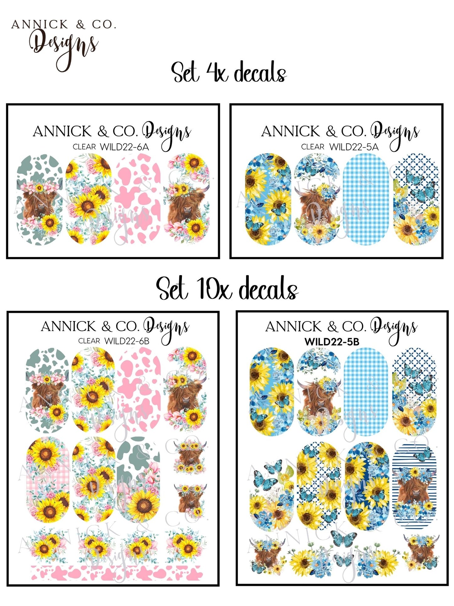 Cute cow Easy Nail Art Stickers, Floral Waterslide Nail Decals for DIY Manicure, Salon Quality Nails at Home
