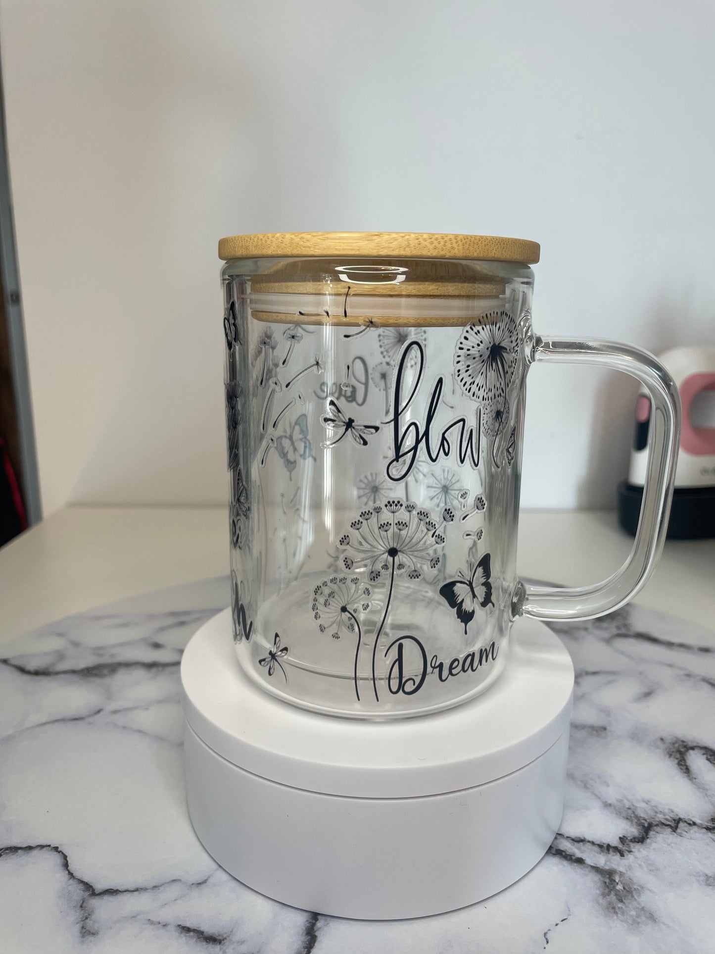 Tasse à double parois Dandelion Make a wish 15oz Double wall glass mug