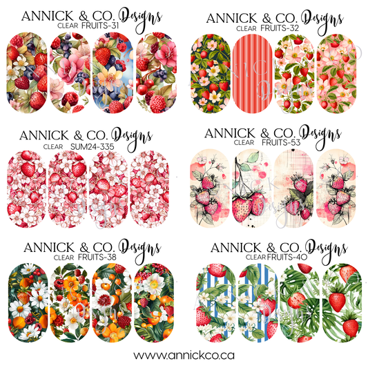 Cute Strawberry blossom nails decals 