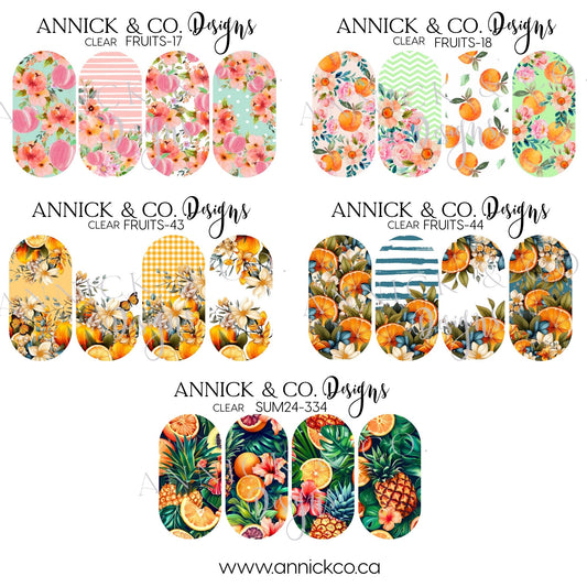 Peaches and Citrus blossom nails decals 