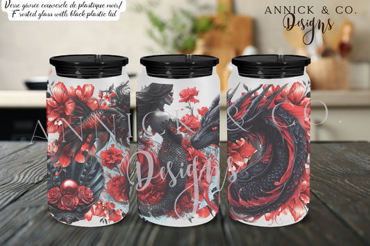 gobelet de style libbey glass can sirenes et dragon gothique