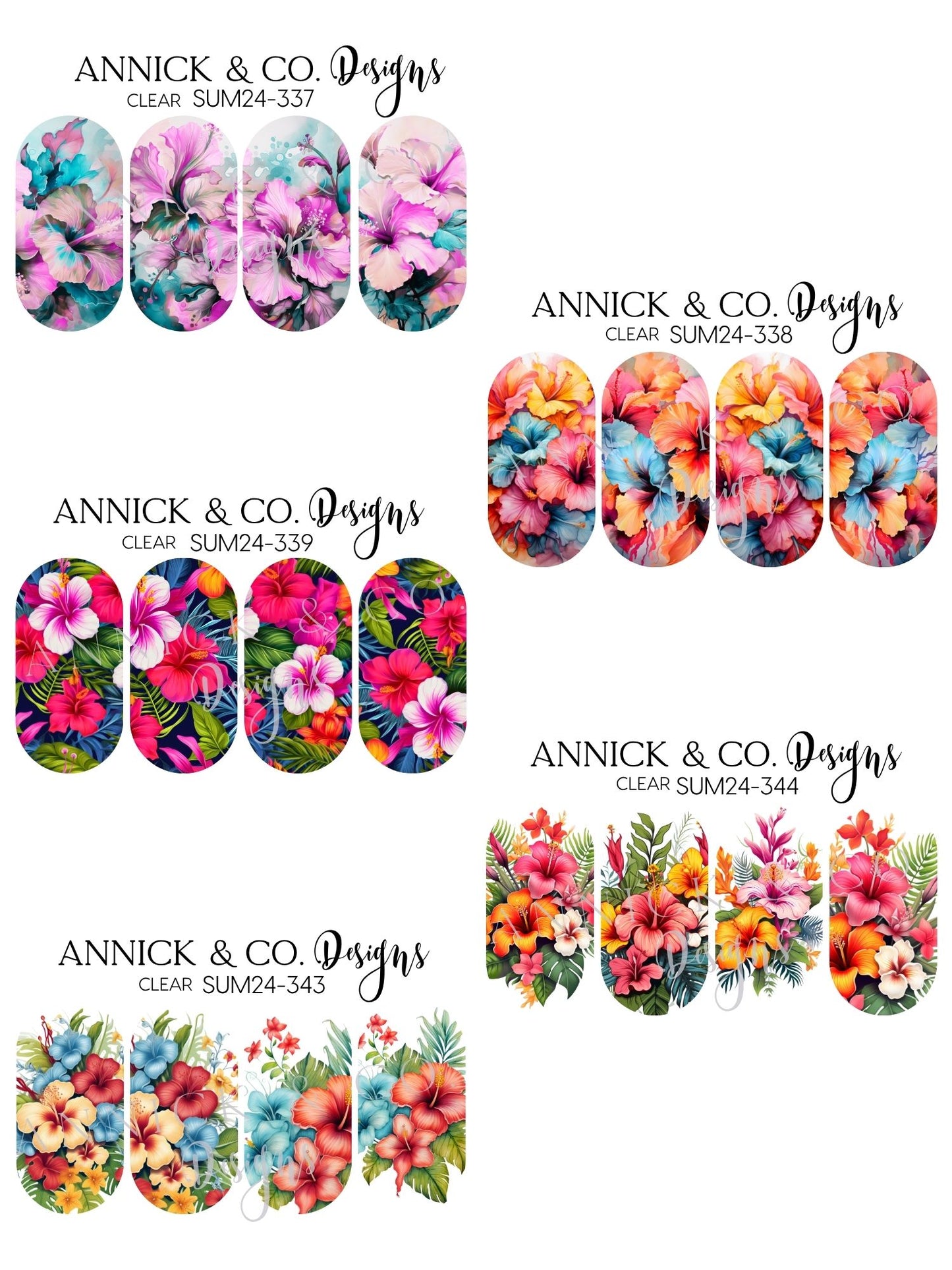 HIbiscus bouquets Beginner Friendly Nail Decals, Floral Nail Stickers for Easy DIY Manicure, No Skill Nail Art