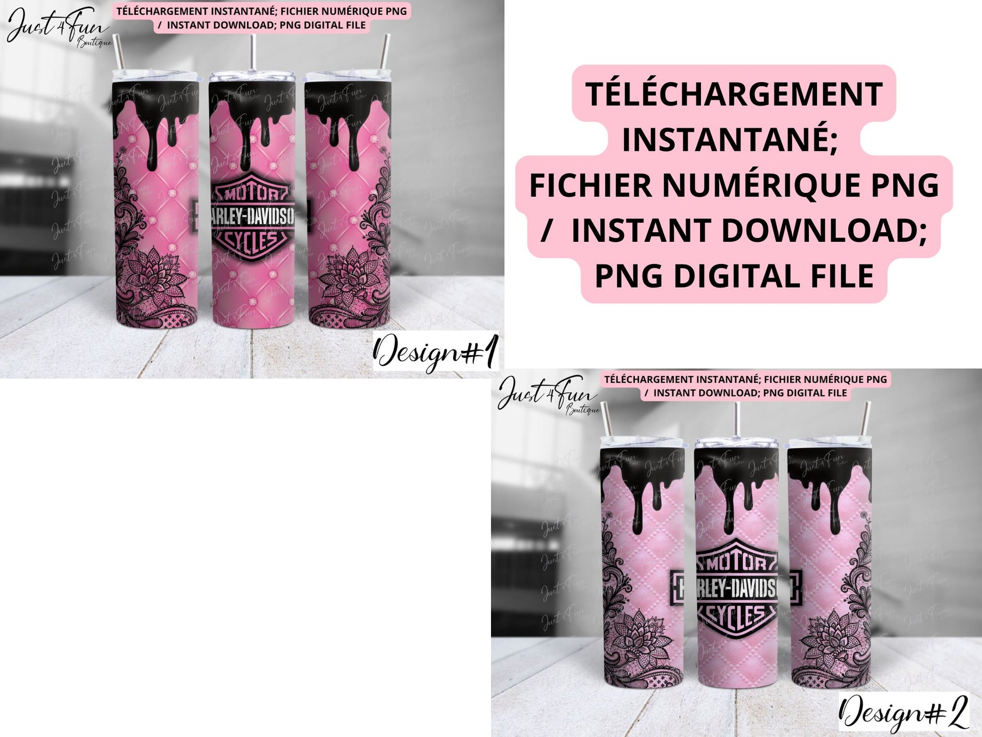 HARLEY DAVIDSON PINK PNG files for tumbler www.annickco.ca