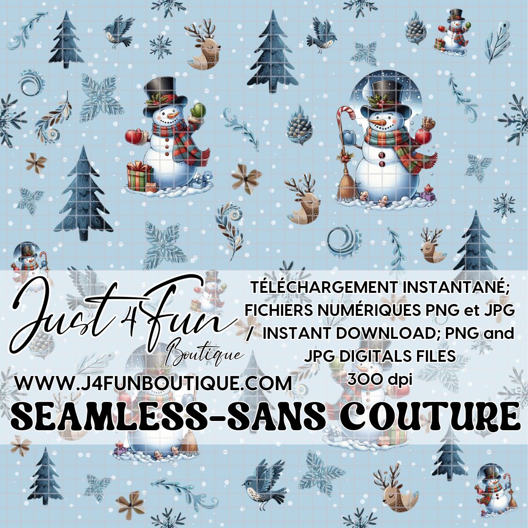 Snowman Seamless PNG file www.annickco.ca