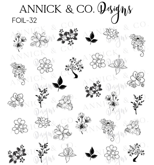 Foil flowers nails decals www.annickco.ca
