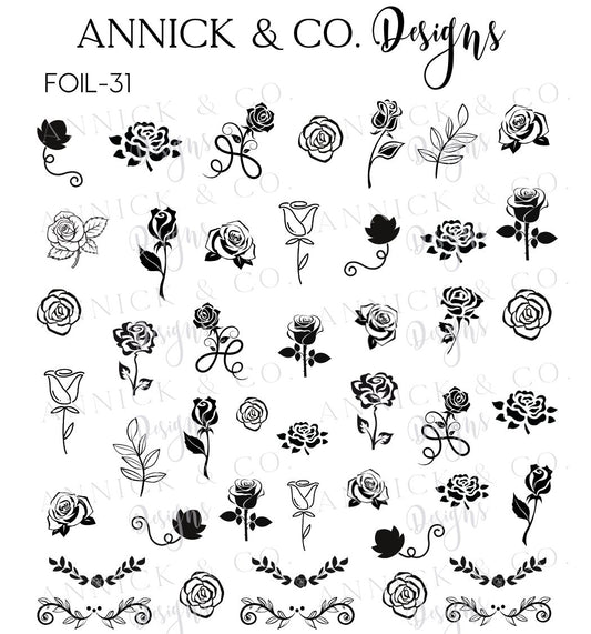 Foils roses decals for nails www.annickco.ca