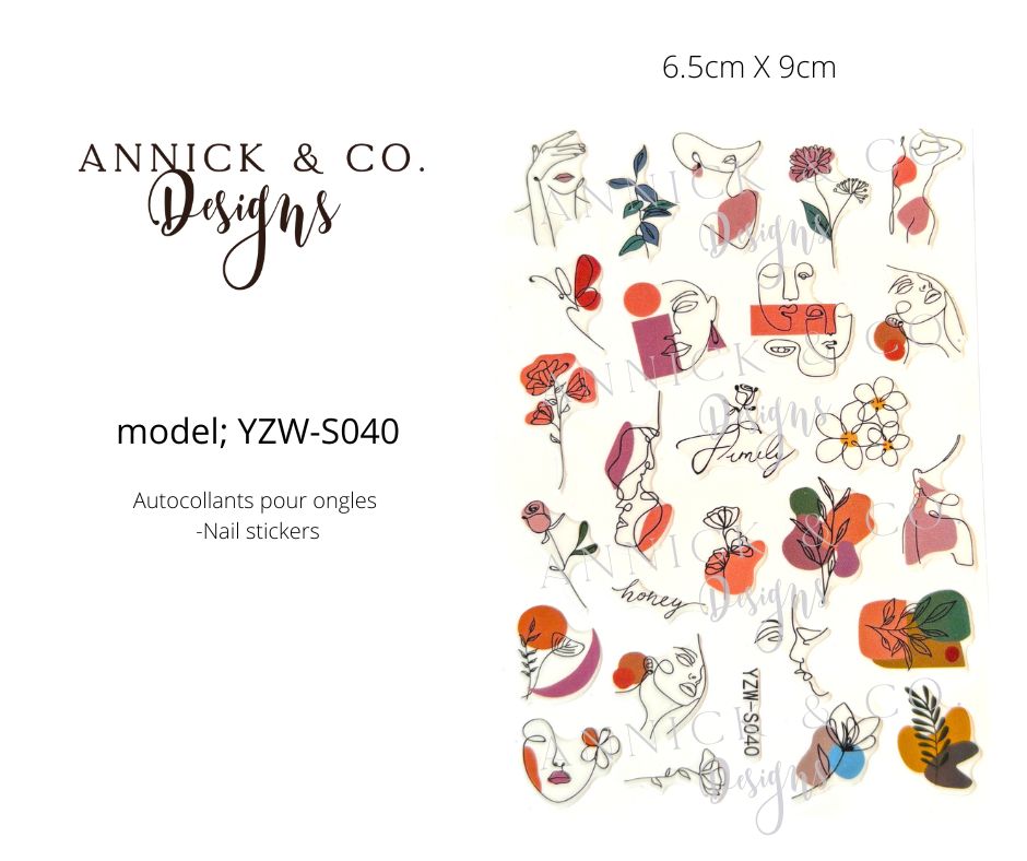 Abstracts flowers nails stickers