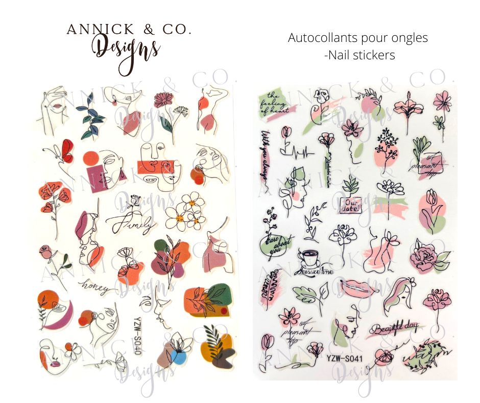 Abstracts flowers nails stickers