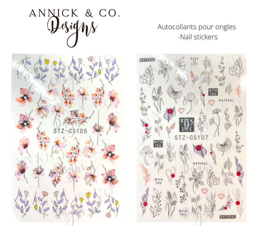 Abstracts flowers nails stickers