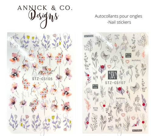 Abstracts flowers nails stickers