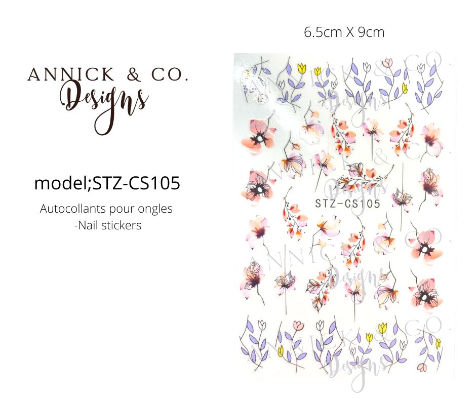 Abstracts flowers nails stickers