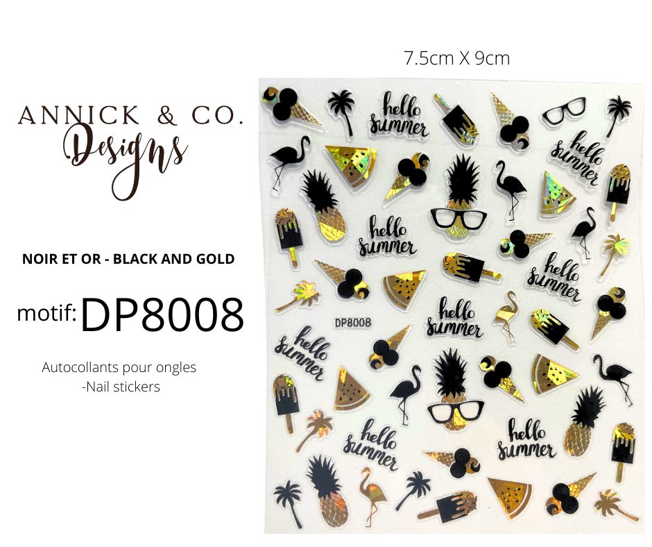 Nails Stickers summer black and gold