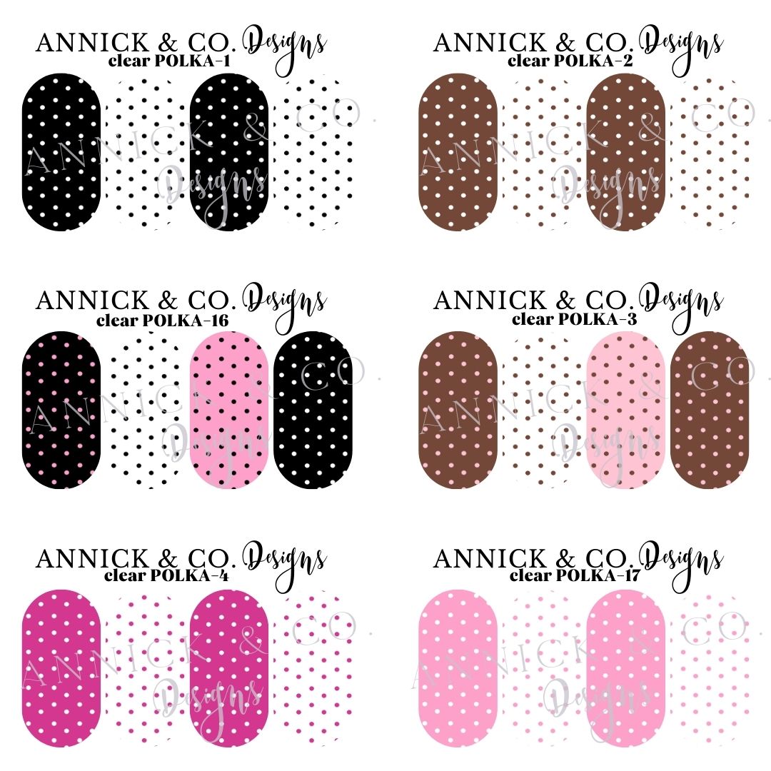 Polka dots waterslide decals for nails (many colors available)