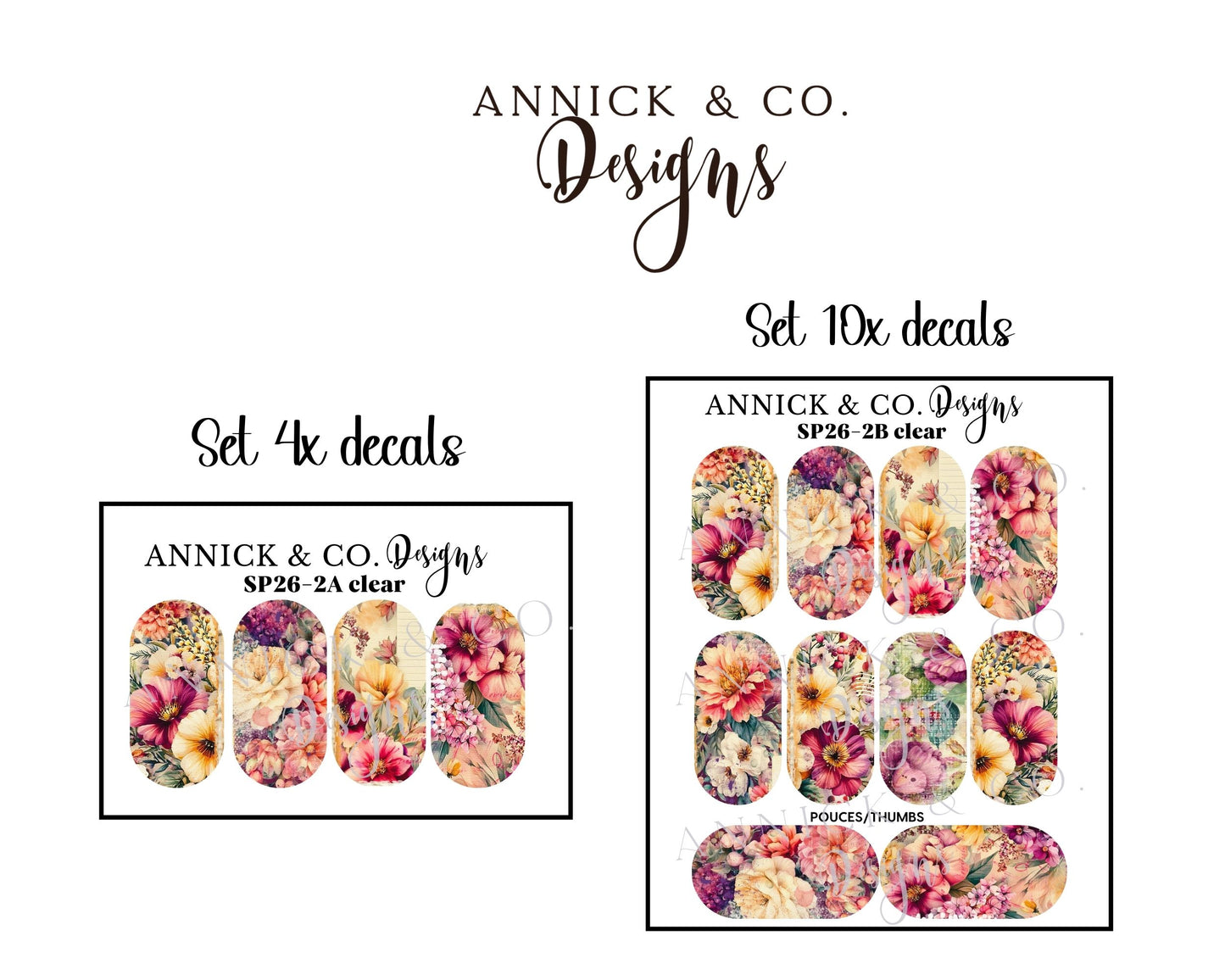 Spring flowers waterslide decals for nails 