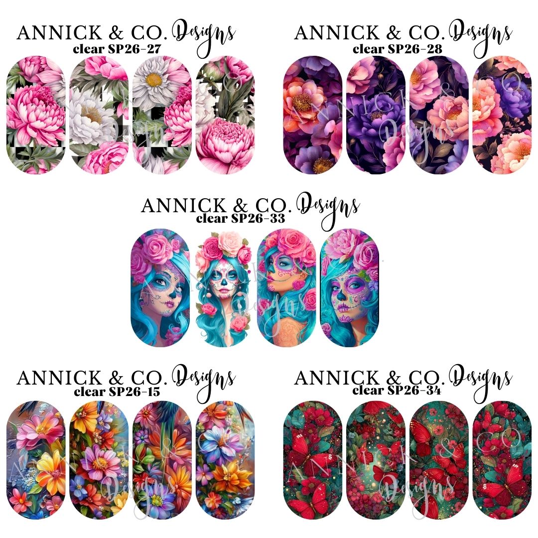 Spring flowers waterslide decals for nails 