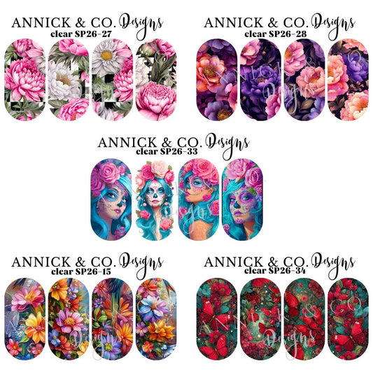 Spring flowers waterslide decals for nails 