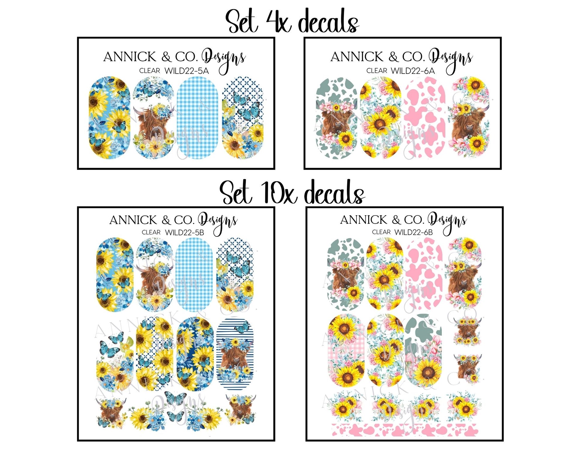Cute  cow Nails decals www.annickco.ca