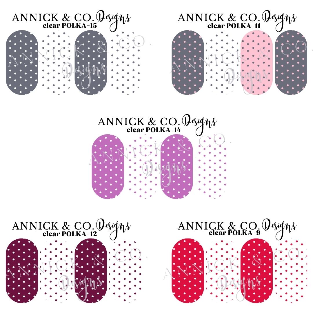 Polka dots waterslide decals for nails (many colors available)