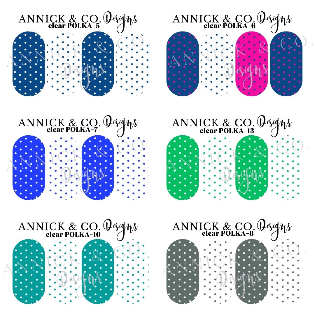 Polka dots waterslide decals for nails (many colors available)