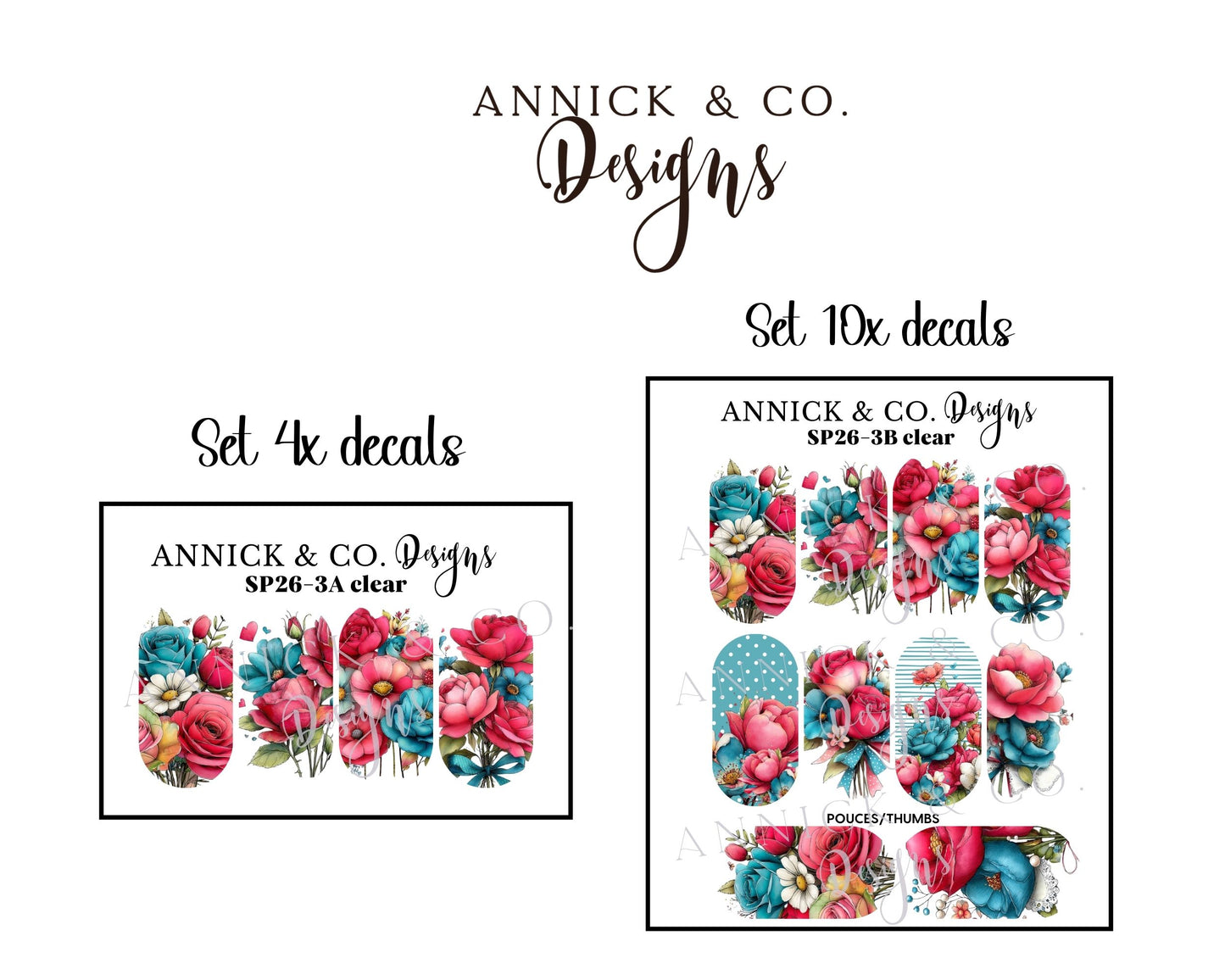 Spring flowers waterslide decals for nails 