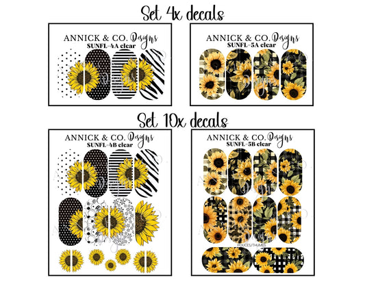Sunflowers waterslide decals for nails 