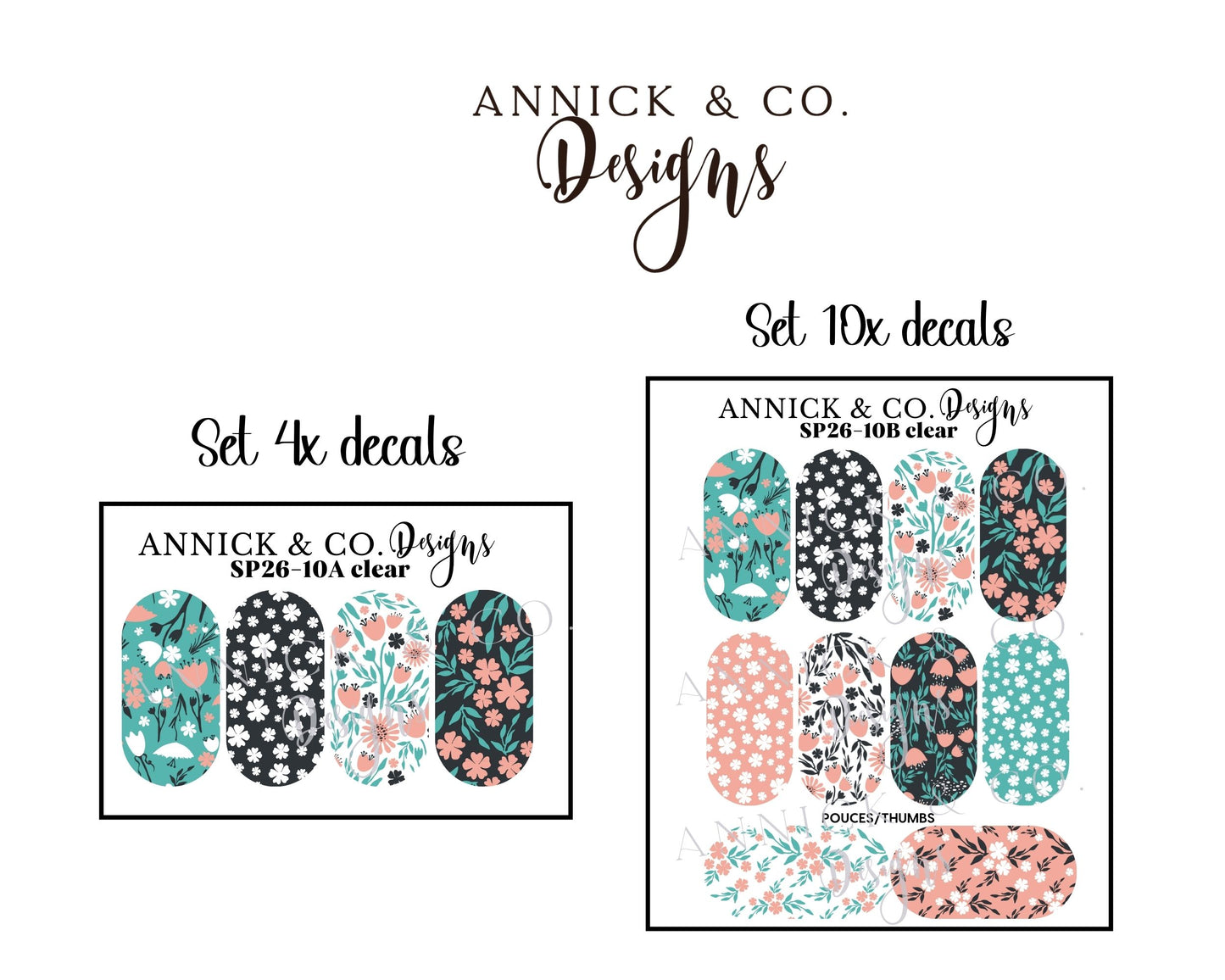 Spring flowers waterslide decals for nails 