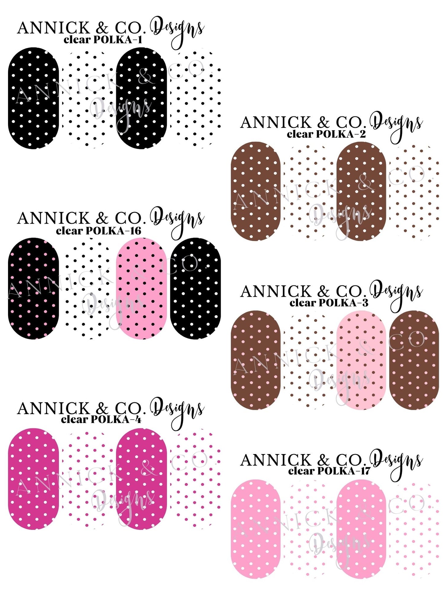 Polka dots waterslide decals for nails (many colors available)
