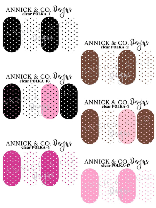 Polka dots waterslide decals for nails (many colors available)