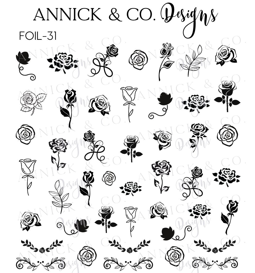 Foils roses decals for nails www.annickco.ca