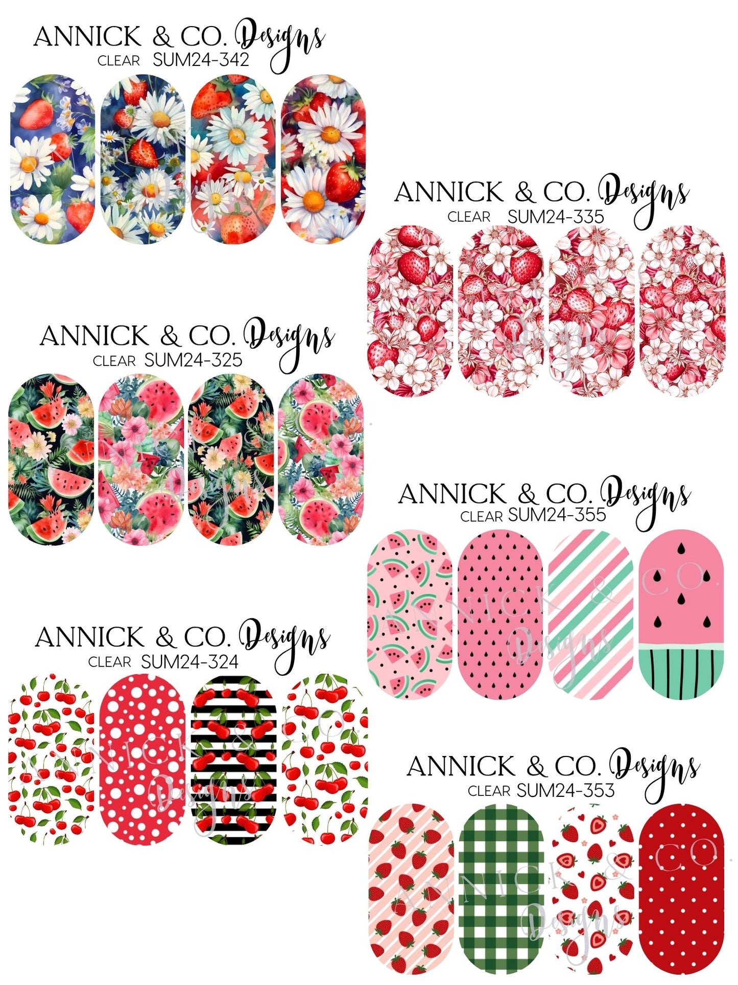 Summer fruits Floral Waterslide Nail Decals, Nail Art Stickers for DIY Manicure, Gel, Acrylic & Natural Nails