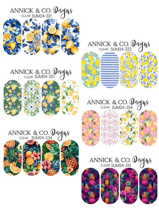 Lemon and Pineapples Easy Nail Art, Floral Waterslide Nail Decals for DIY Manicure, Salon Quality Nails at Home