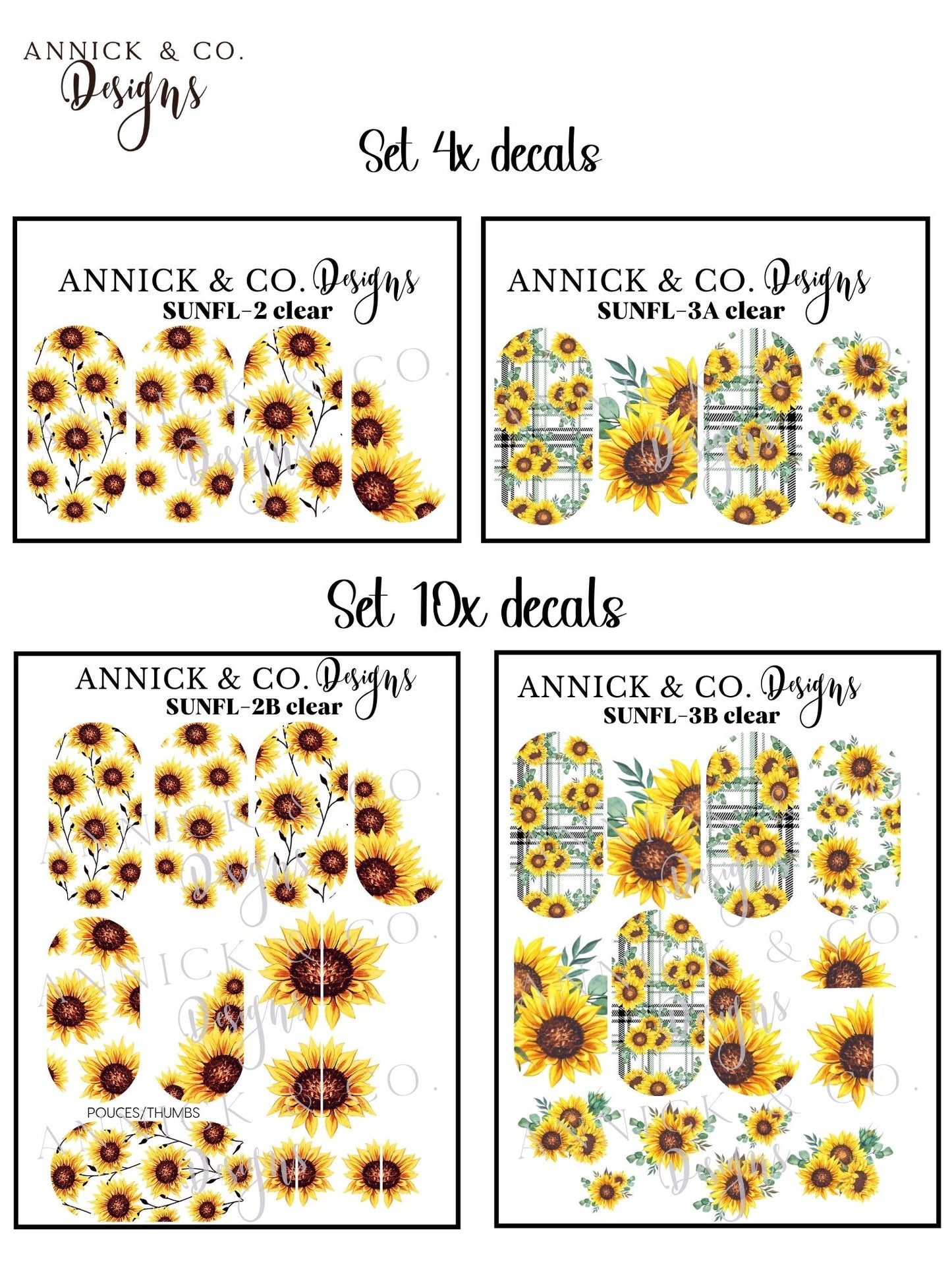 Sunflowers Easy Nail Art, Floral Waterslide Nail Decals for DIY Manicure, Salon Quality Nails at Home