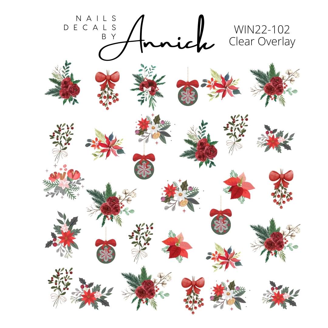 Water Transfer Nail Decals Christmas Flowers