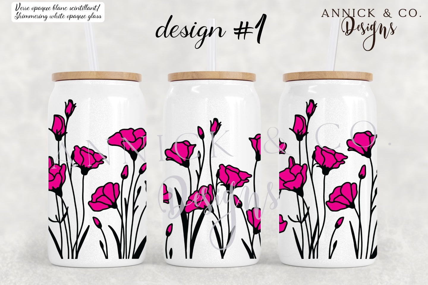 Wildflowers glass mug www.annickco.ca