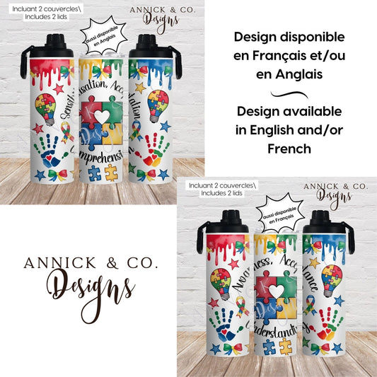 Autism awarness 20oz 2in1 Sports Bottle/tumbler