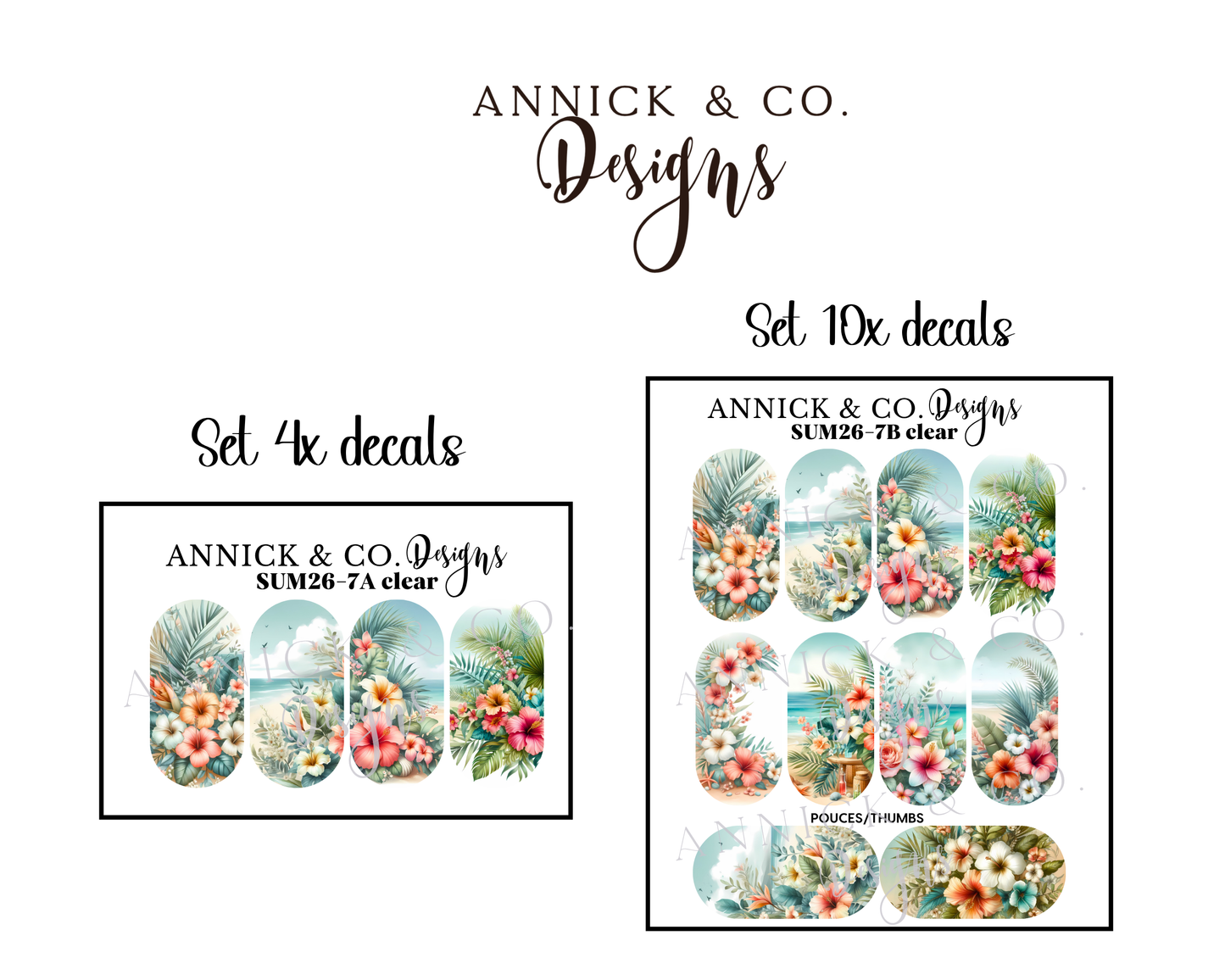 Cute pond and beaches Water Slide Nail Decals, Floral Nail Stickers for Gel Nails, Acrylic Nails & DIY Nail Art