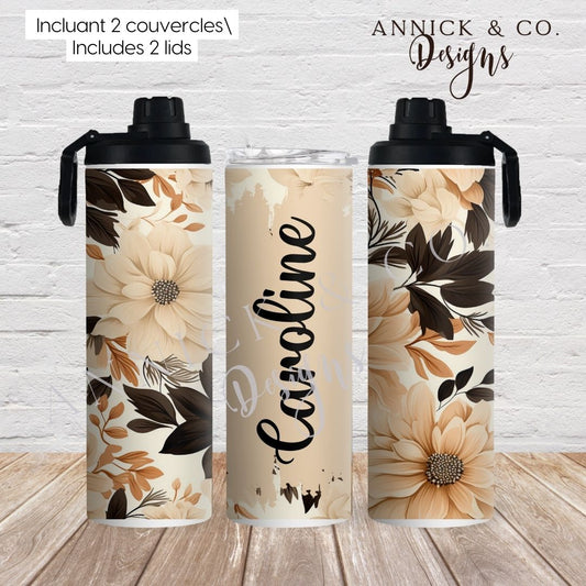 Boho Flower (customizable) 20oz 2in1 Sports Bottle/tumbler