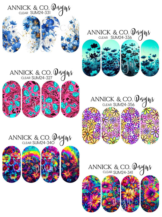 Bright Summer Luxury Floral Nail Decals, High Quality Nail Art Stickers for Gel, Acrylic & Natural Nails