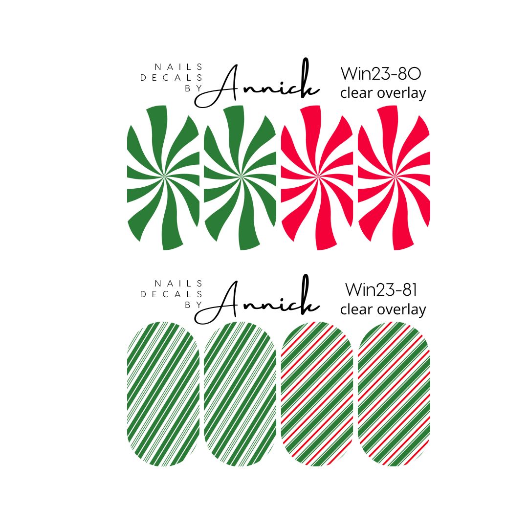  Christmas candy cane  waterdecals for  nails www.annickco.ca