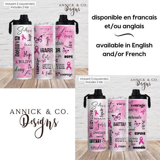 Breast Cancer 20oz 2in1 Sports Bottle/tumbler
