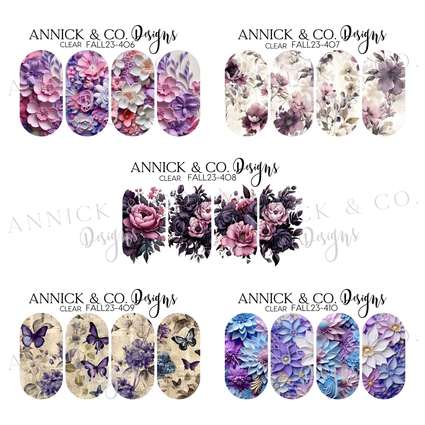 Flowers nails decals www.annickco.ca