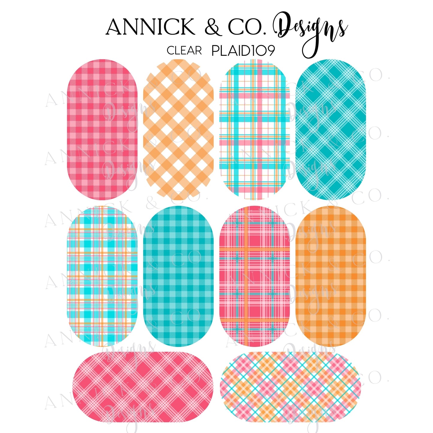 Spring plaid nails decals www.annickco.ca