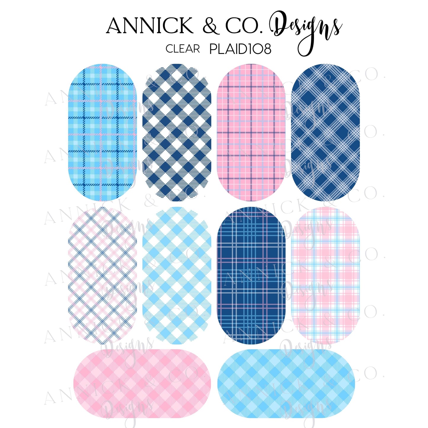 Spring plaid nails decals www.annickco.ca